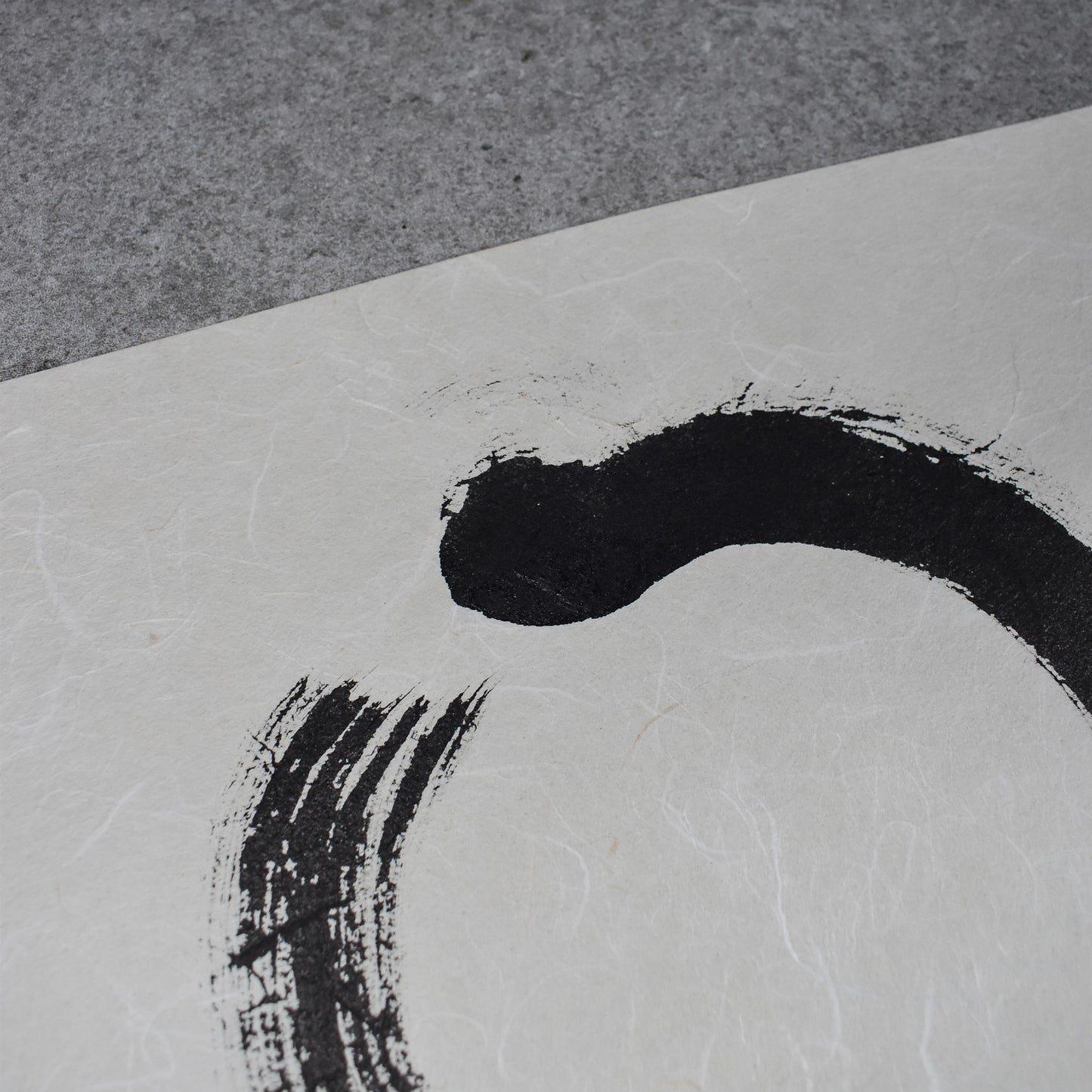 Original Calligraphy Art: Textured Landscape Washi Enso