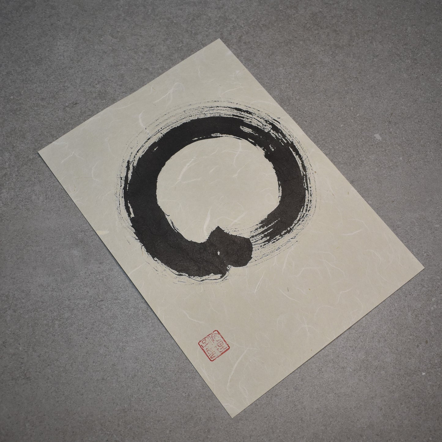 Original Calligraphy Art: Cream Washi Enso