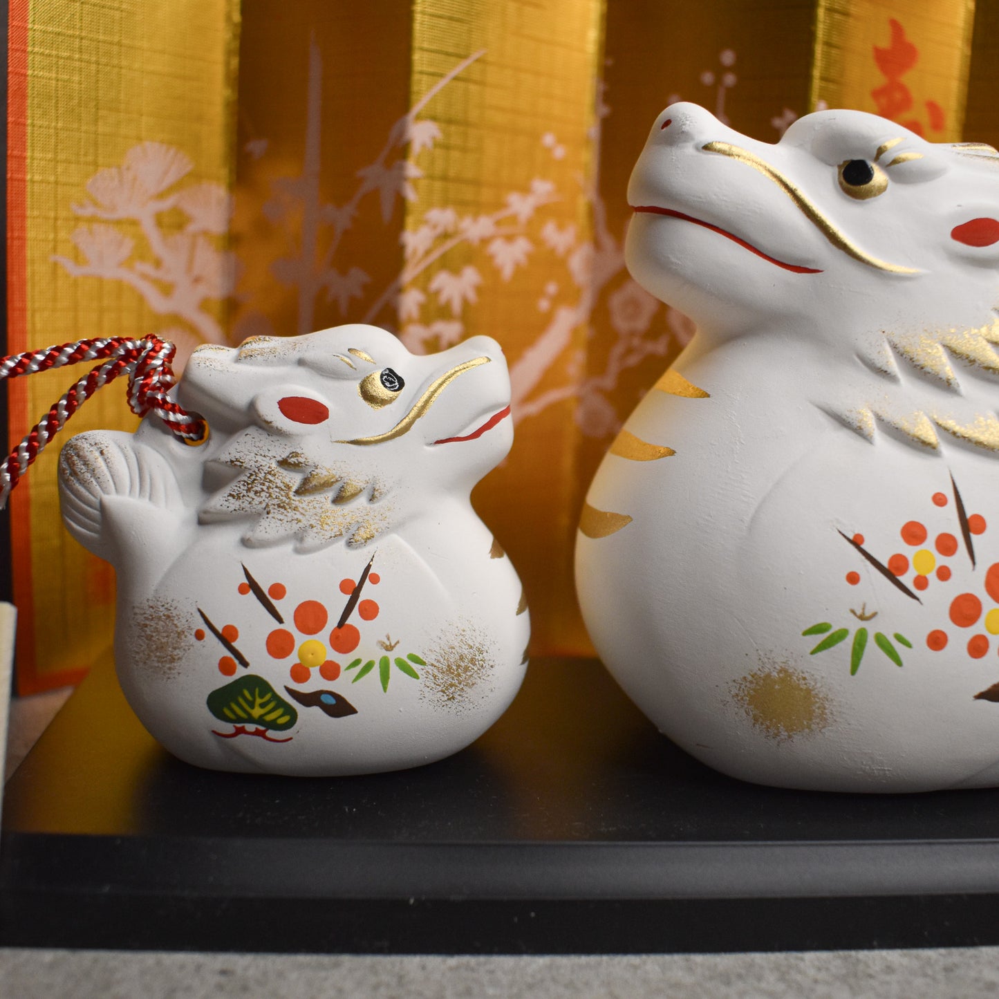 Yakushigama: Lucky Dragon Earthenware Bell, Parent & Child