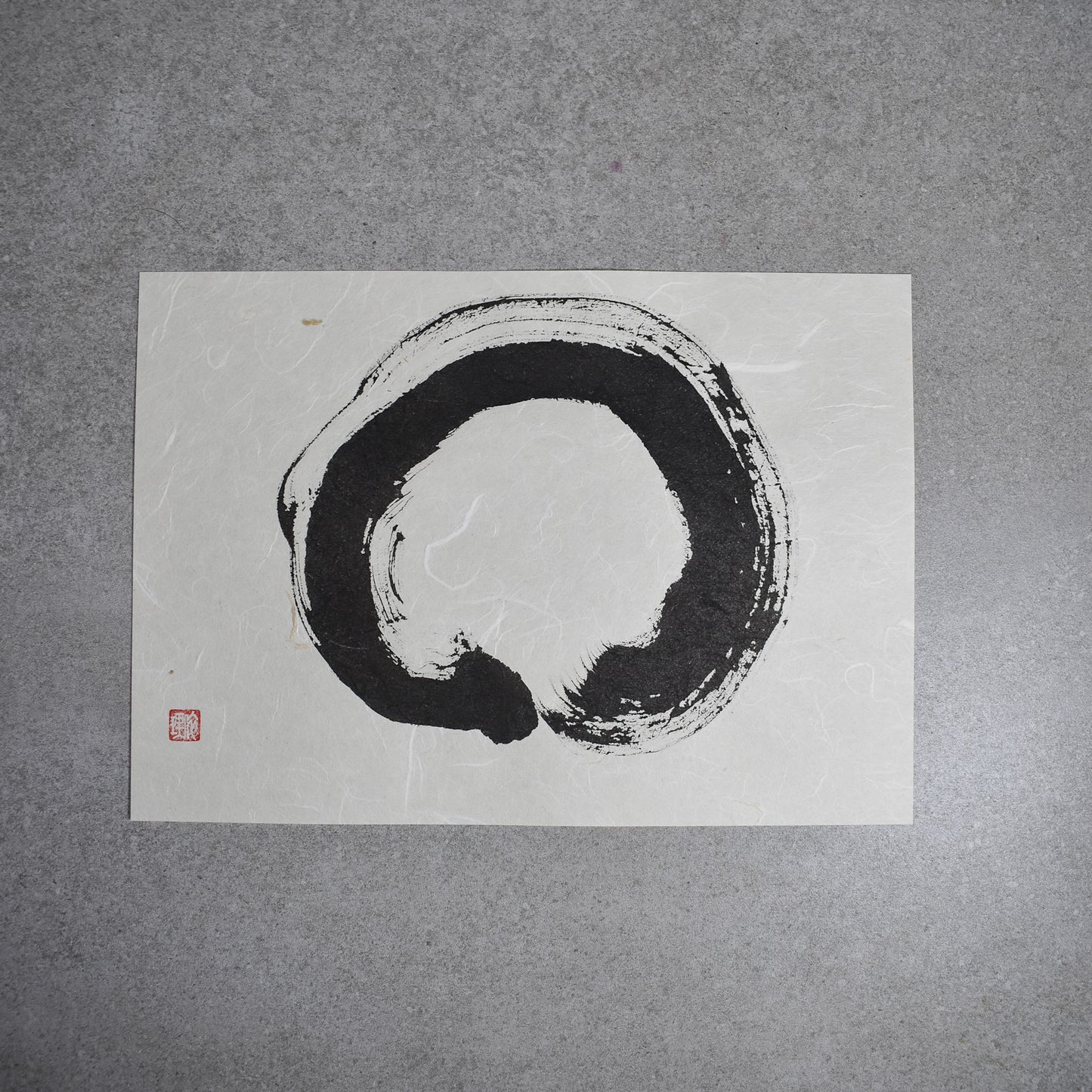Original Calligraphy Art: A4 Landscape Enso Washi